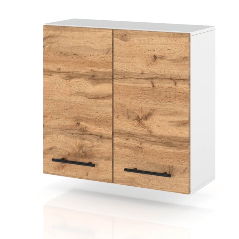 Szafka Kuchenna Hurtownia-Mebli Wisząca W80 sPremium 80cm Biały Mat Dąb Wotan 80x32x72 cm 1szt.