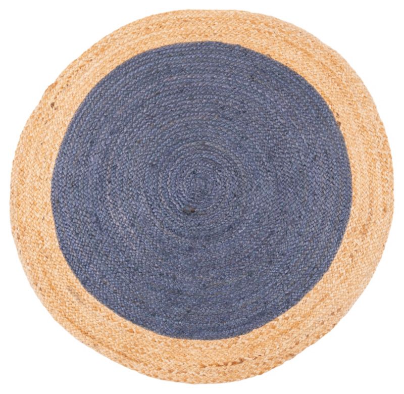 Dywan Multidecor z Juty Outdoor na zewnątrz i do wewnątrz 100 cm koło bordiura beżowo-granatowy 1 szt.