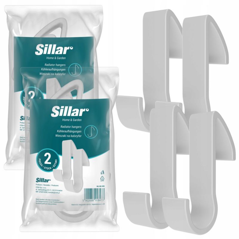 Haczyki, Sillar, wieszaki łazienkowe, uchwyty na kaloryfer, grzejnik, dwustronne, biały, 4szt