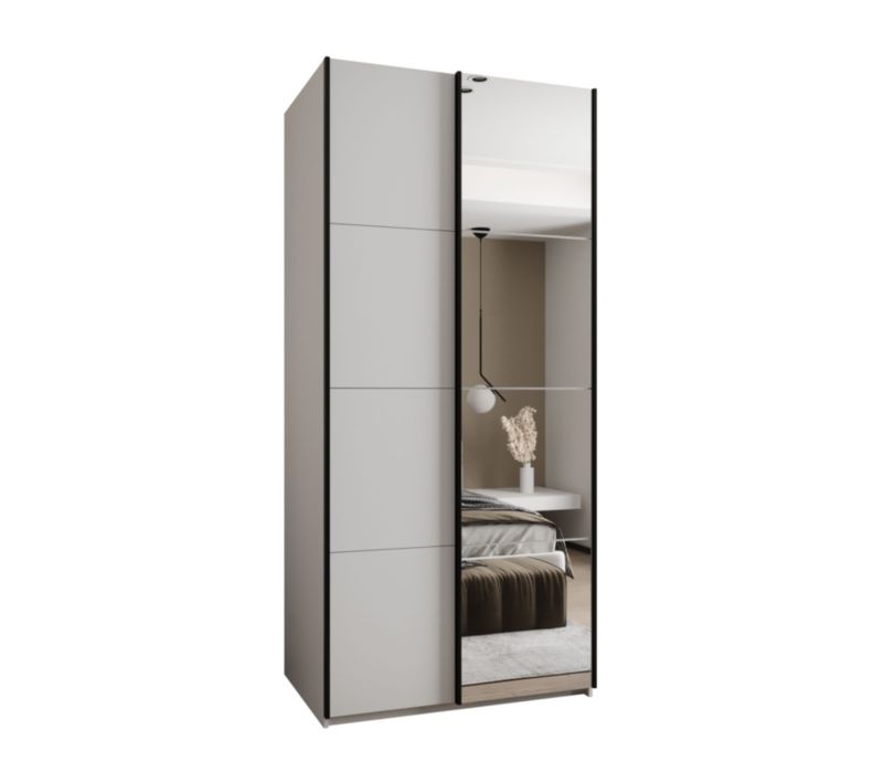 Szafa przesuwna Abiks LUX 3 wysoka szer.100cm biały/biały/czarny 1szt.