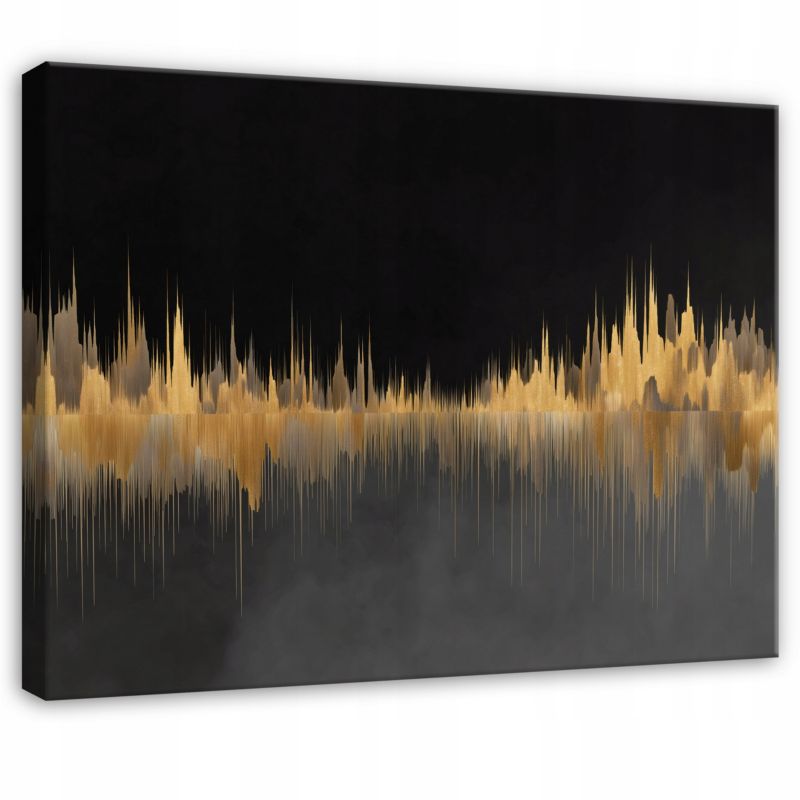 Obraz Na Płótnie Canvas WALLARENA 120x80 cm Dekoracja Ścienna Do Sypialni Salonu Kuchni Abstrakcja Złoty Czarny 1 szt.