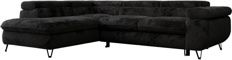 Narożnik MKS Meble PEDRO L strona lewa - Czarny, plusz 1szt.