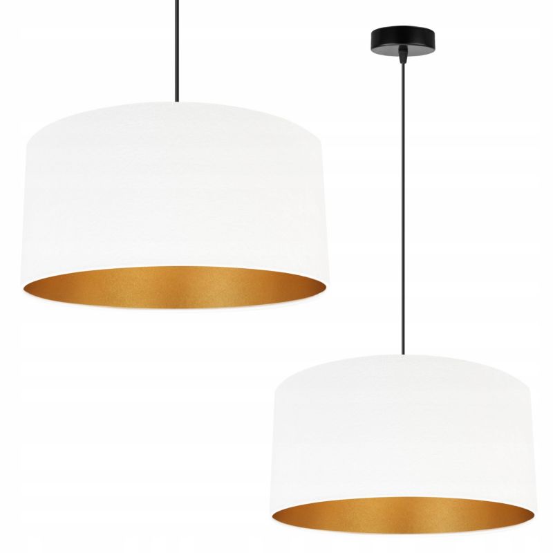 Lampa sufitowa wisząca Light Home LH Mediolan Welur 1x E27 60W biały/złoty 40cm 1szt.