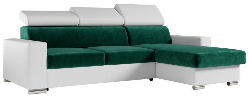 Narożnik MKS Meble FOX L uniwersalny Ciemnozielony Biały welvet ecoskóra 1szt.