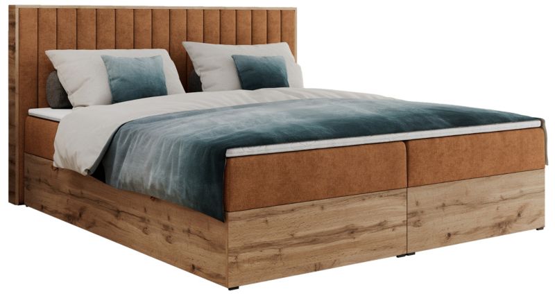 Łóżko kontynentalne MKS Meble ALBERO 4 120x200 H3 Pomarańczowy struktura 1szt.