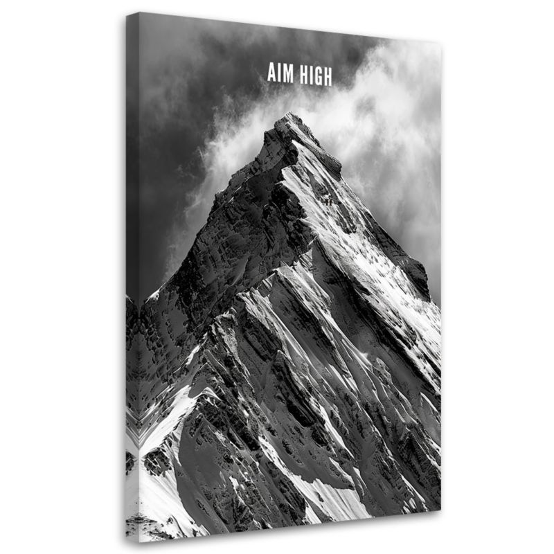 Obraz do salonu sypialni Feeby Sentencja Góry Pejzaż Szary 80x120 cm 1szt