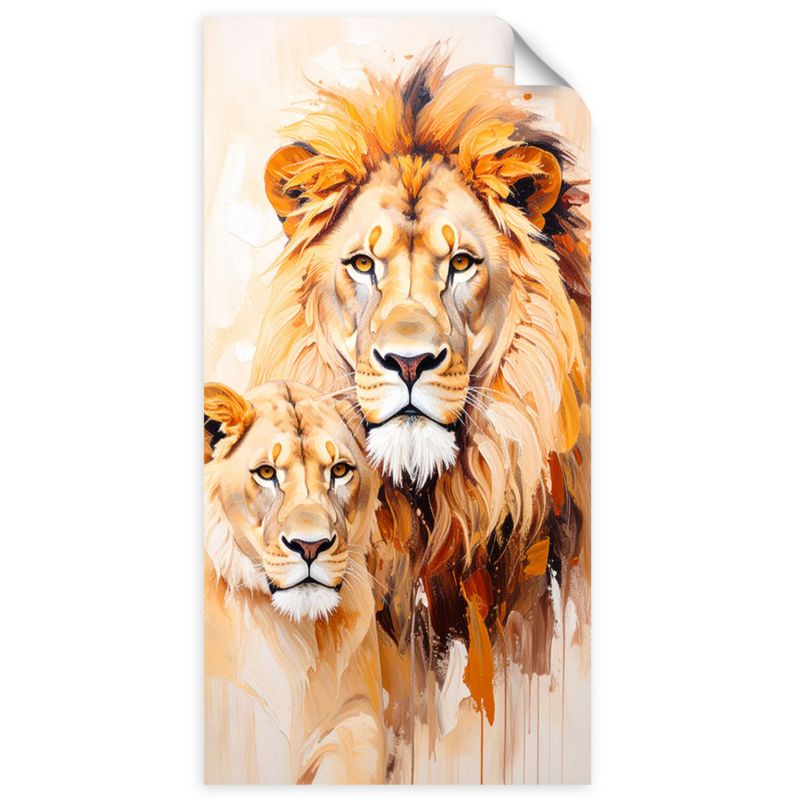 Plakaty samoprzylepne do salonu sypialni Feeby Lwy Para Zwierzęta Natura 50x100cm 1szt