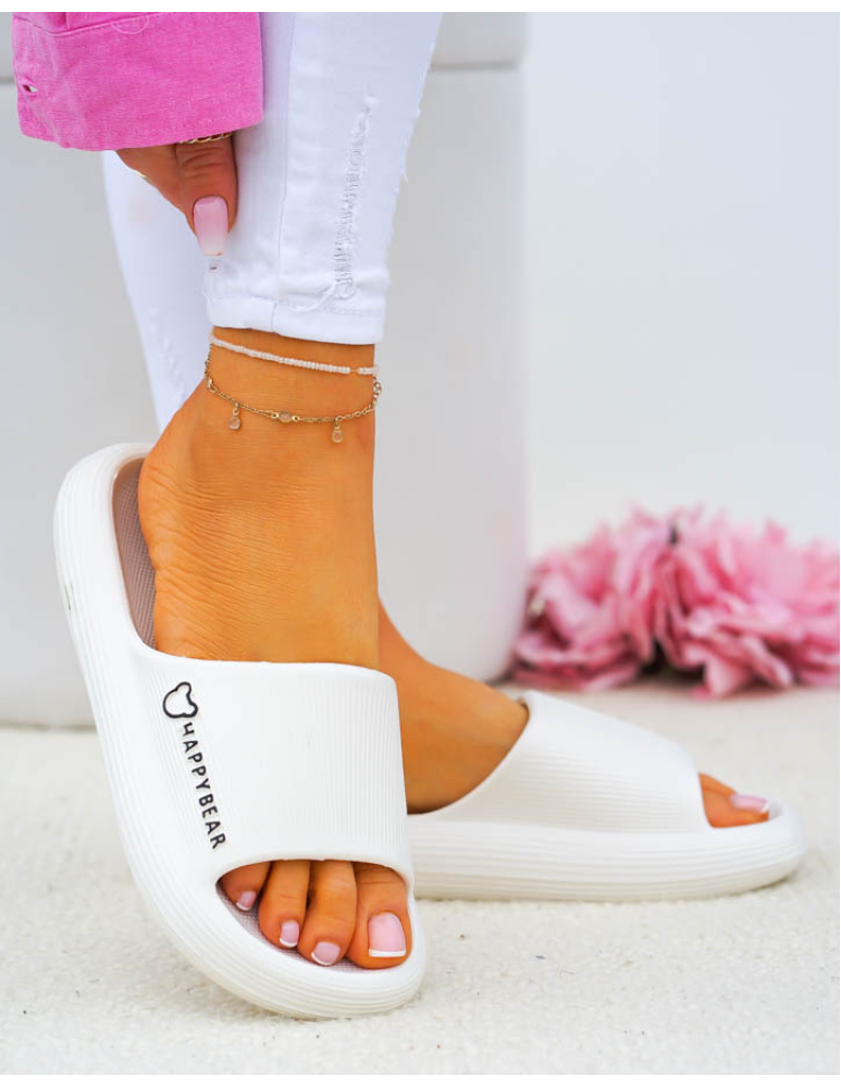 Lekkie Piankowe Klapki Na Grubej Podeszwie Happy Białe