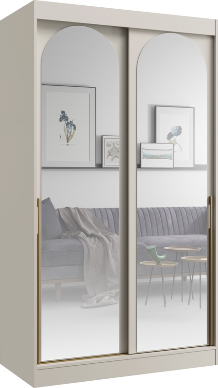 Szafa przesuwna z lustrami kaszmir 120 cm drzwi przesuwne złote uchwyty