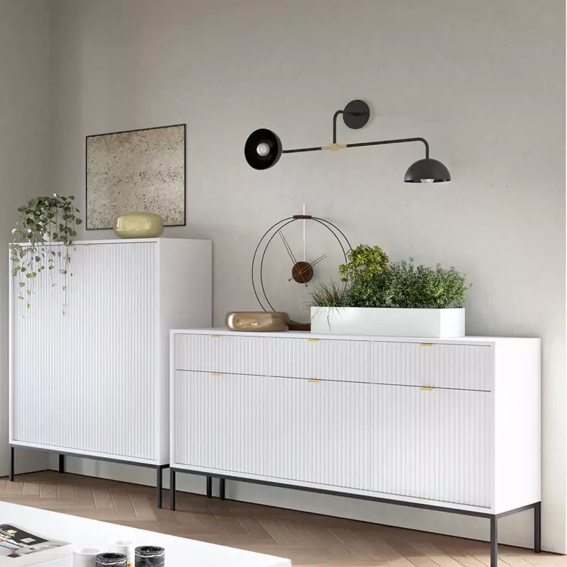 Biała meblościanka z komodą do salonu AVANTI