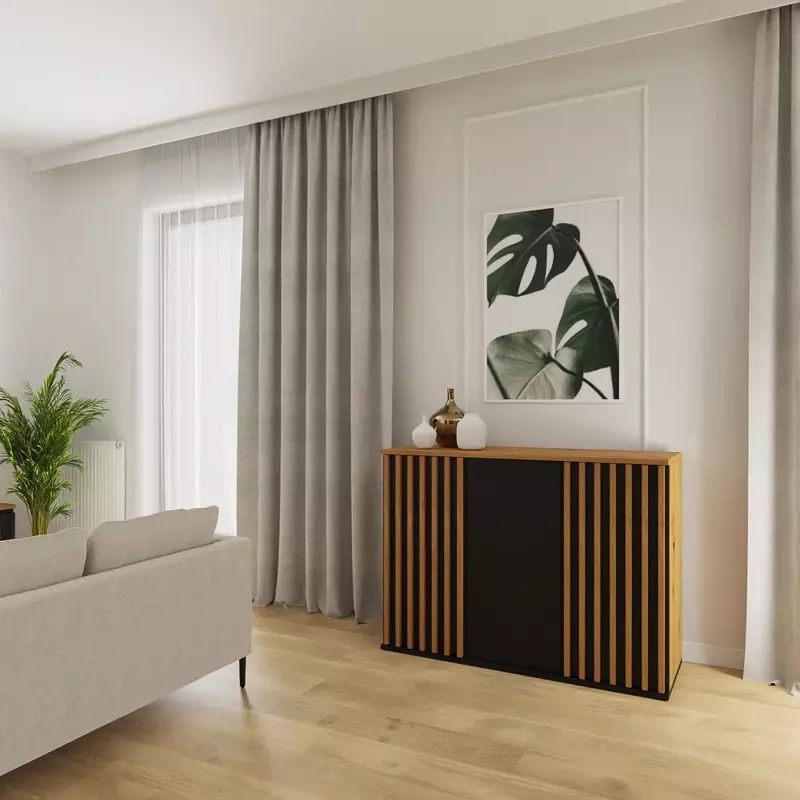 Komoda z półkami 120 cm lamele NELGARI