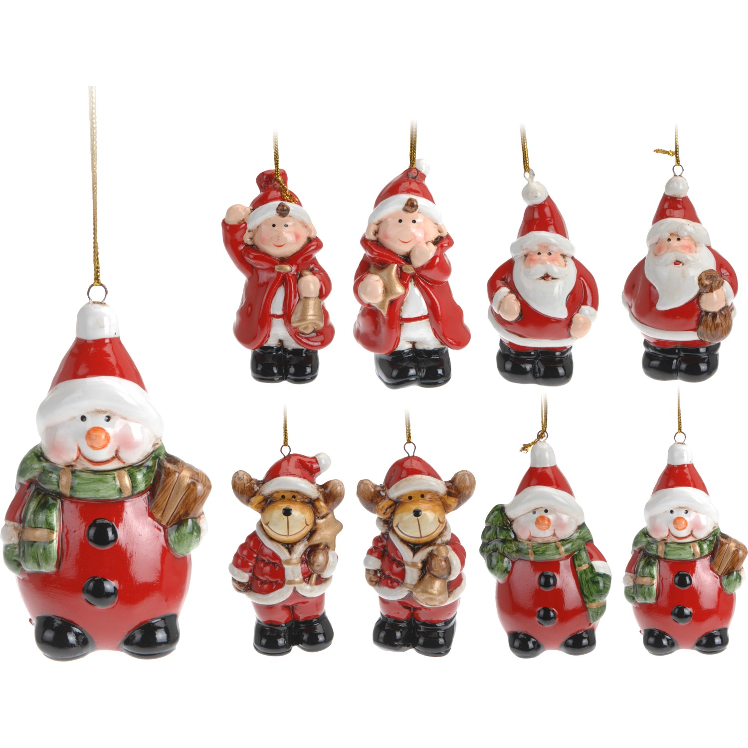 Zawieszki ceramiczne świąteczne, mix - wys. 7 cm