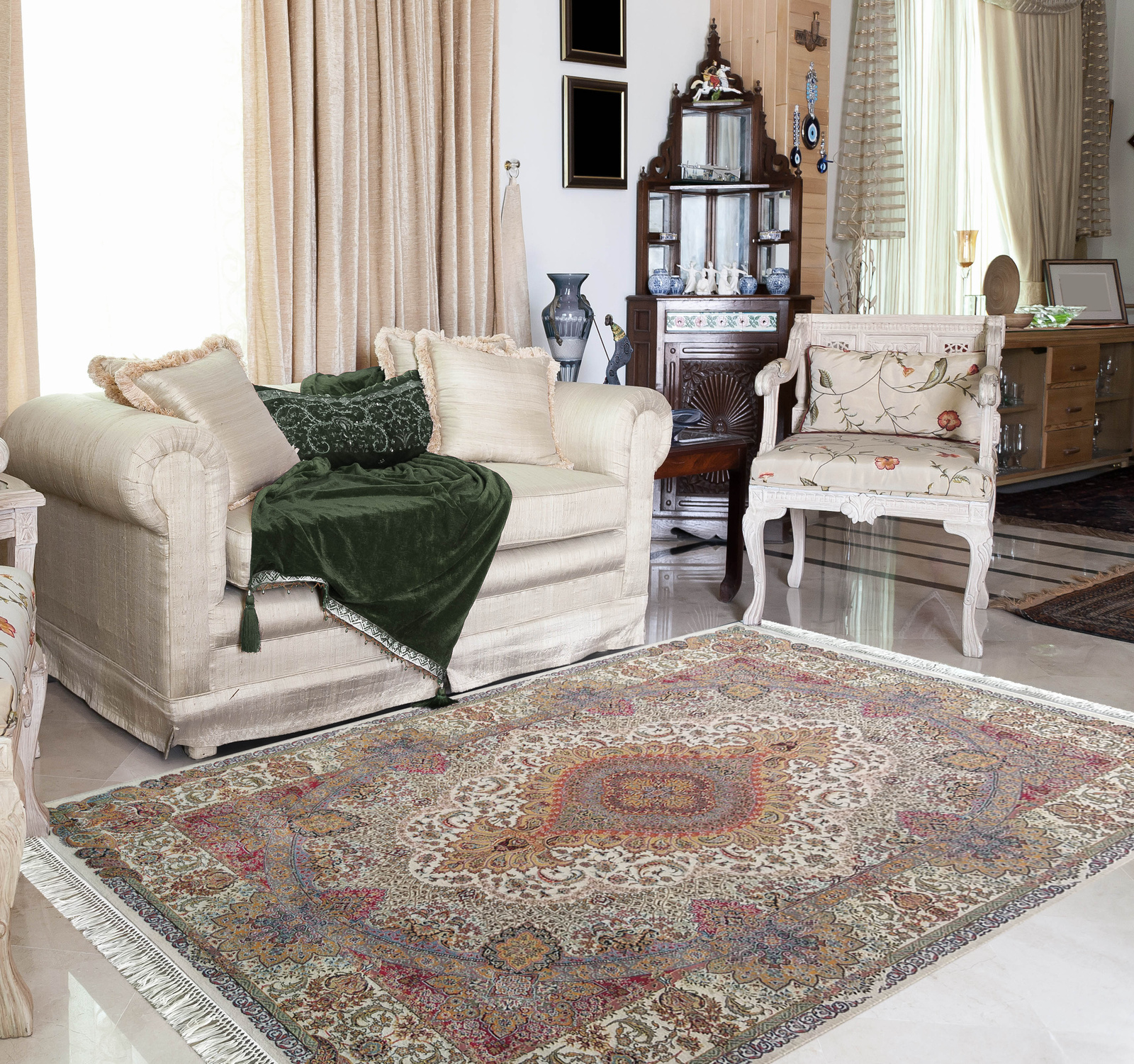 Kunsztowny dywan turecki- PERS- 03- kremowy