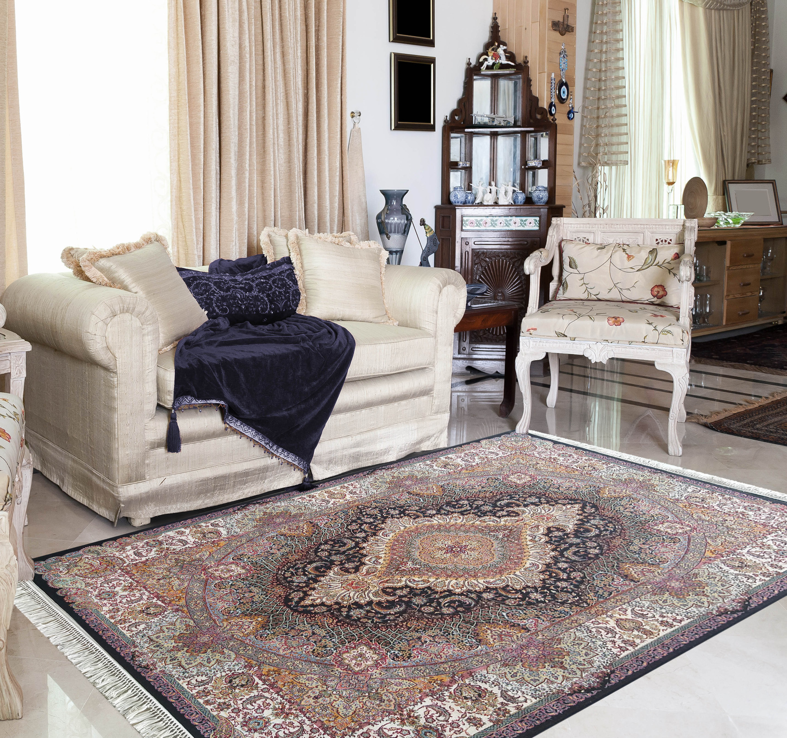 Kunsztowny dywan turecki- PERS- 03- czarny