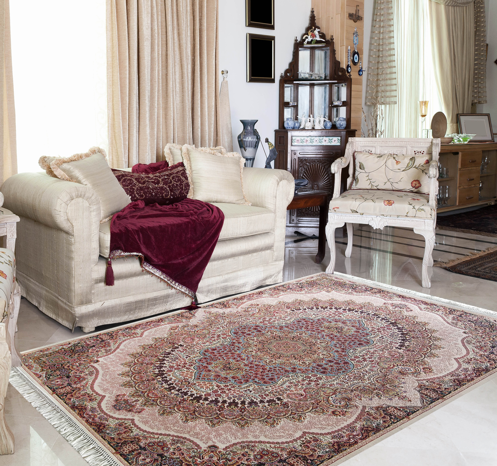 Kunsztowny dywan turecki- PERS- 04- kremowy