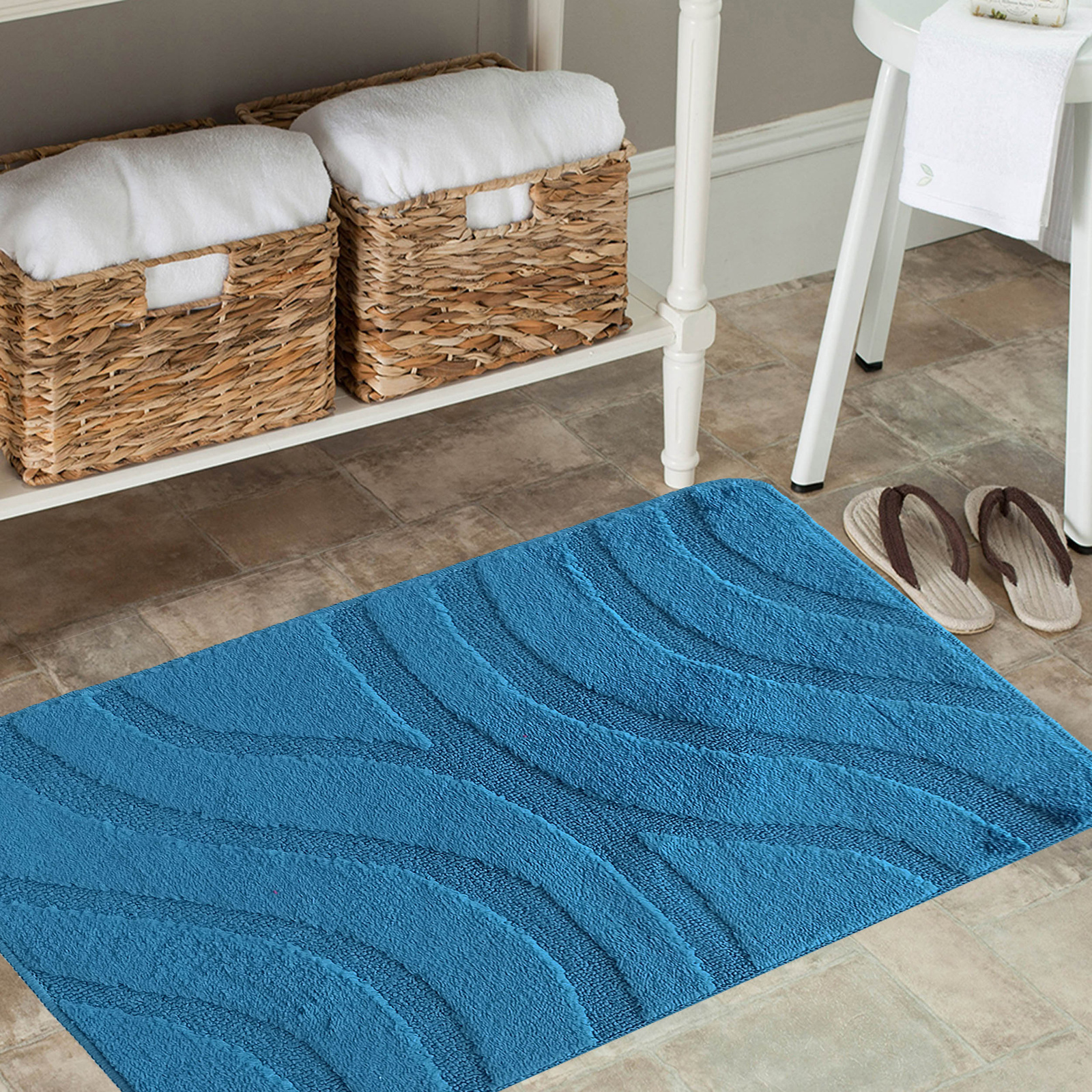 Komplet łazienkowy z wycięciem pod toaletę Montenegro Fale - morski