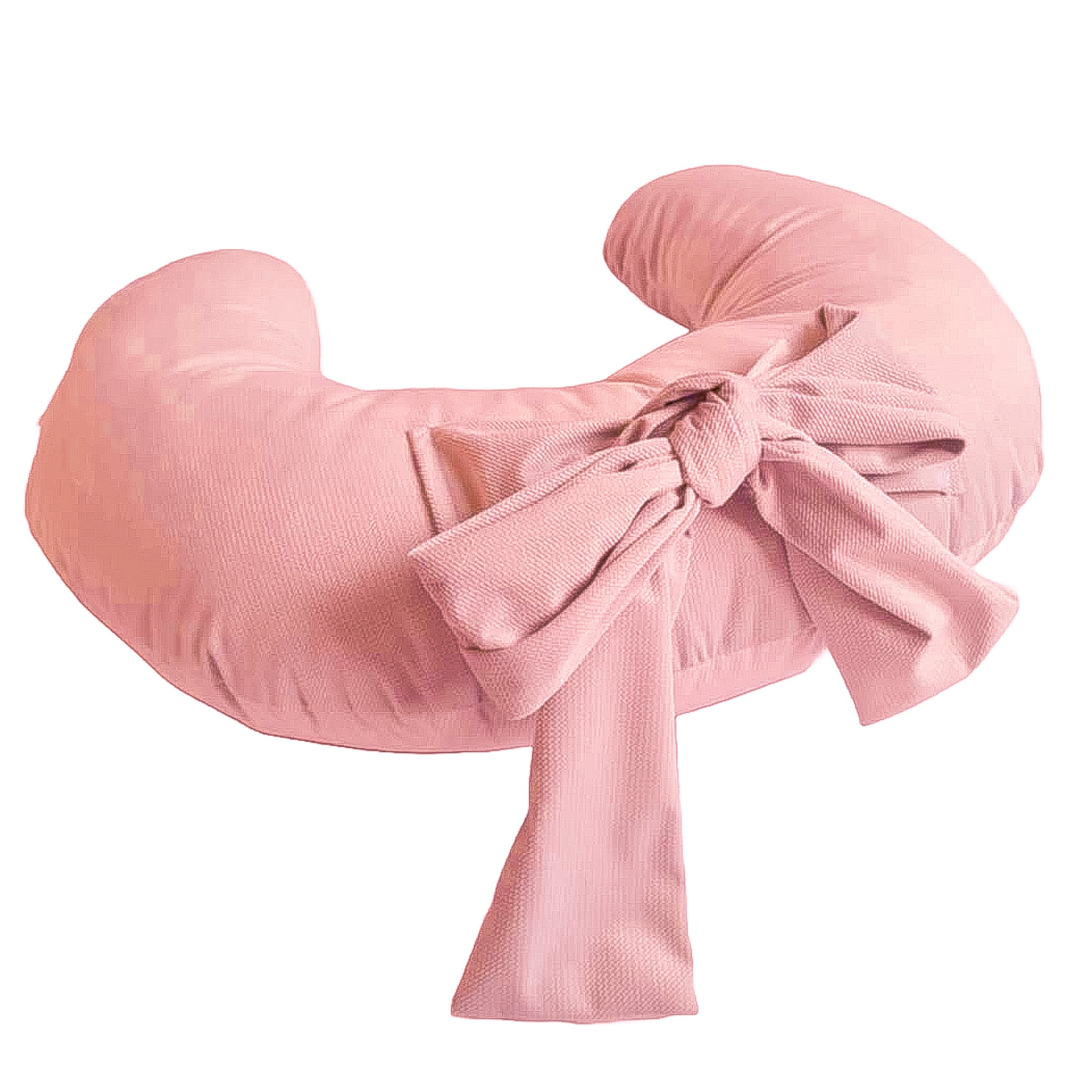 Poduszka rogal do karmienia velvet brudny róż z kokardą BW