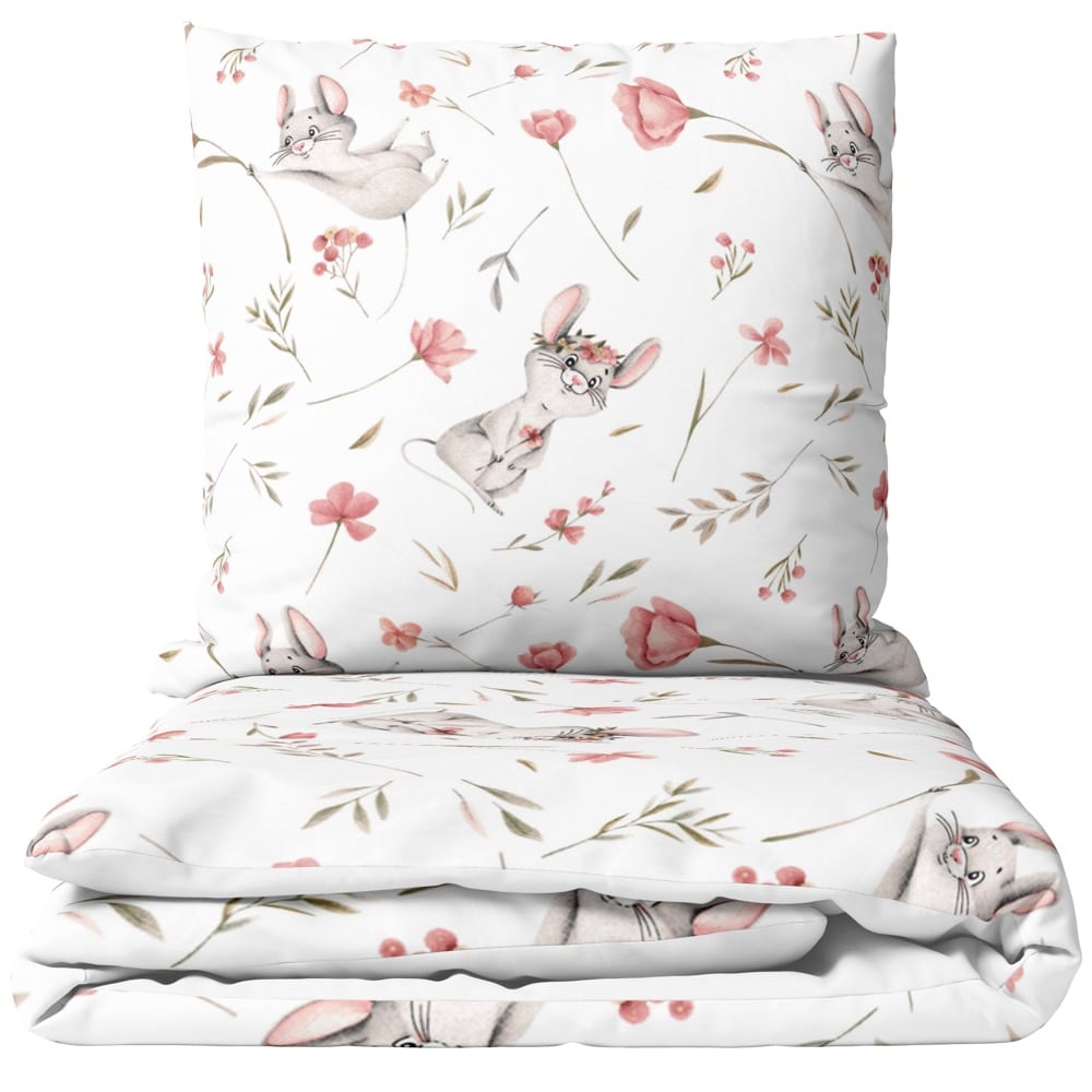 Pościel dziecięca Happy Mouse - 120x90 + poduszka 40x60 - Tak