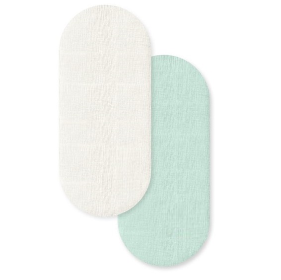 Komplet 2 prześcieradeł muślinowych ecru i mięta AM