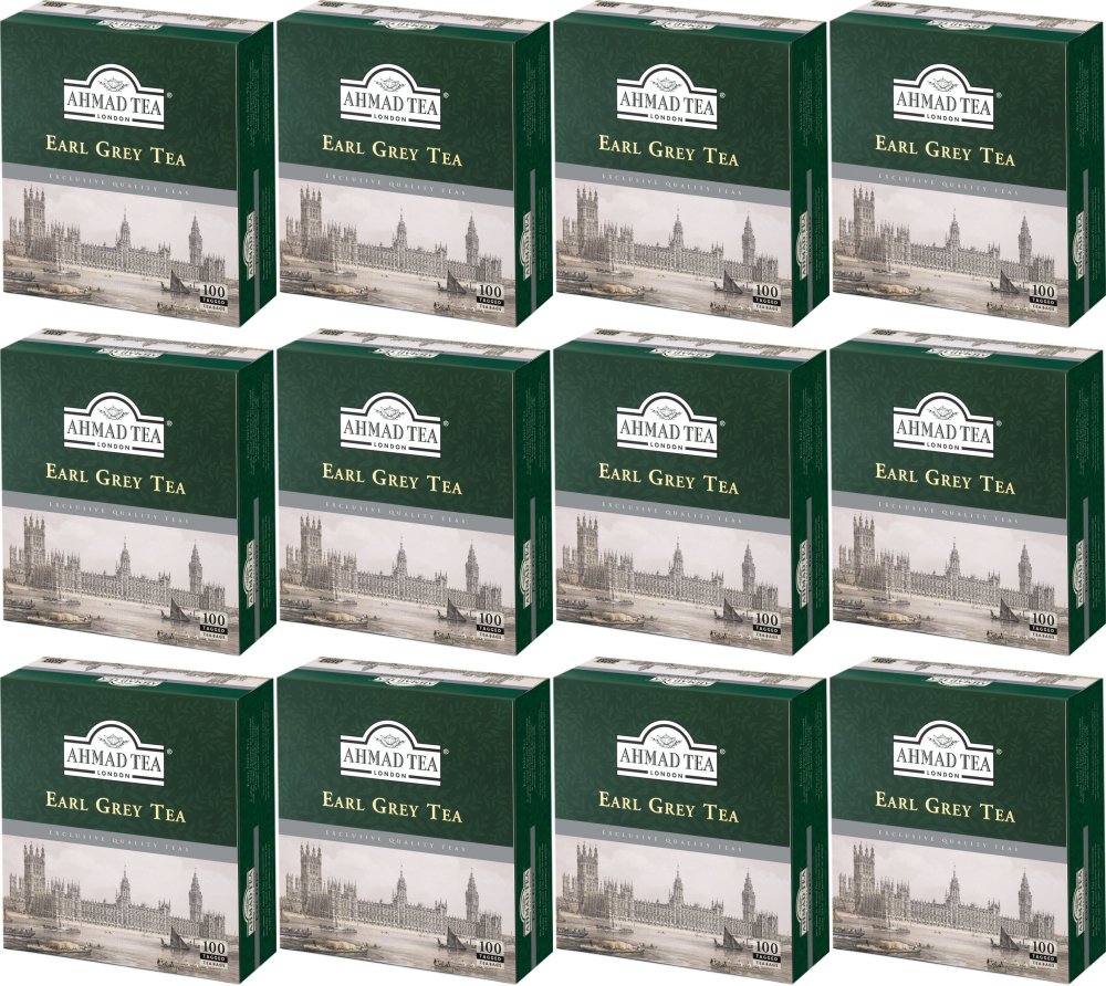 12x Herbata Earl Grey w torebkach z zawieszką Ahmad Tea, 100 sztuk x 2g