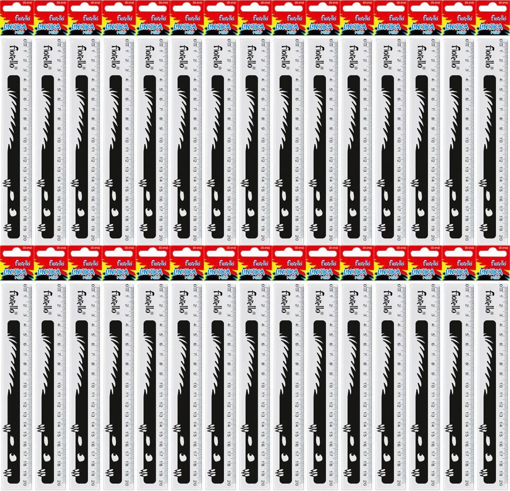 40x Linijka plastikowa Fiorello GR-896E, 20cm, transparentny