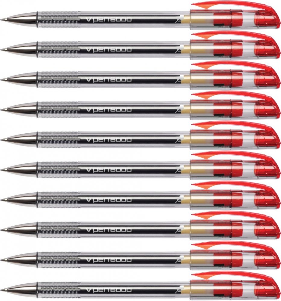 10x Długopis Rystor, V-Pen 6000, 0.7mm, czerwony