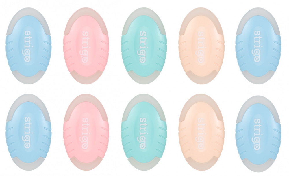 10x Magiczna gumka Strigo SSC086 Pukka Fun, do długopisów wymazywalnych, mix kolorów