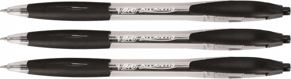 3x długopis automatyczny Bic, Atlantis, 1mm, czarny
