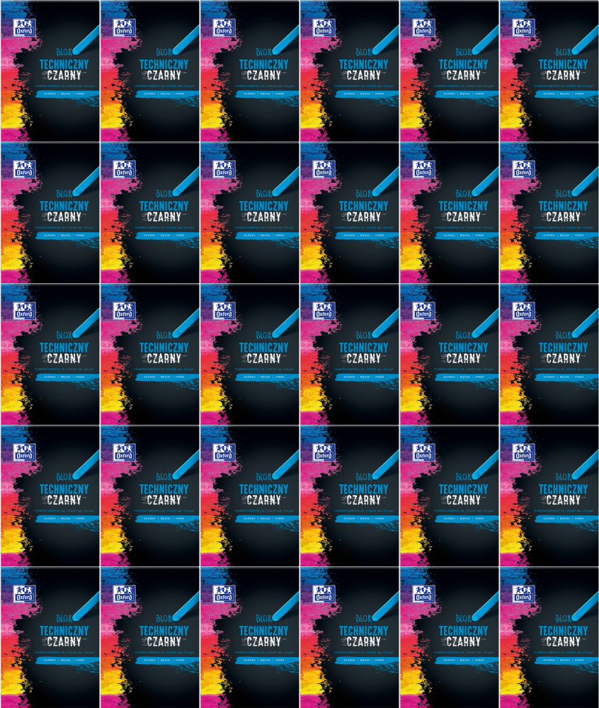 80x Blok techniczny Oxford, A4, 10 kartek, czarny
