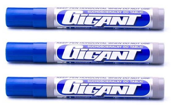 3x Marker suchościeralny Kamet Gigant, ścięta, niebieski