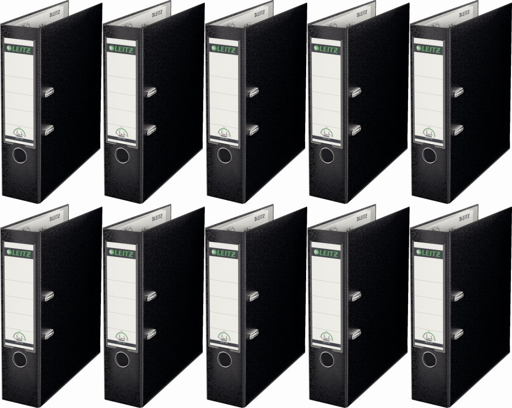 10x Segregator A4 Leitz 180°, szerokość grzbietu 80mm, do 600 kartek, czarny