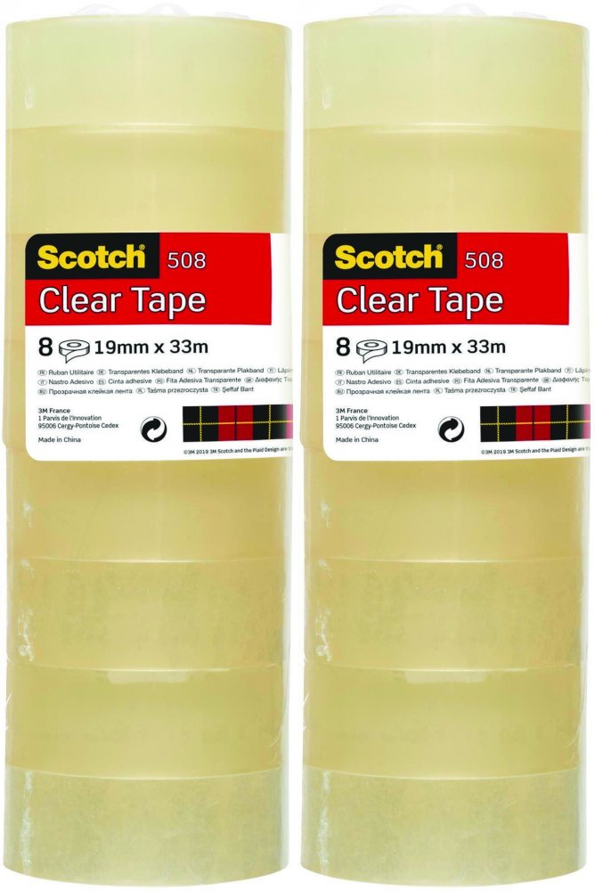 2x Taśma klejąca Scotch (508), 19mmx33m, 8 sztuk, jasnożółty