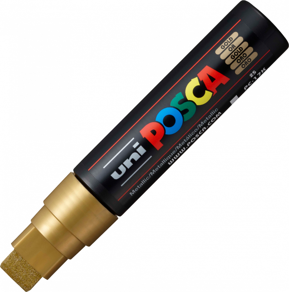 Marker Posca PC-17K, z farbą plakatową, ścięta, 15mm, złoty