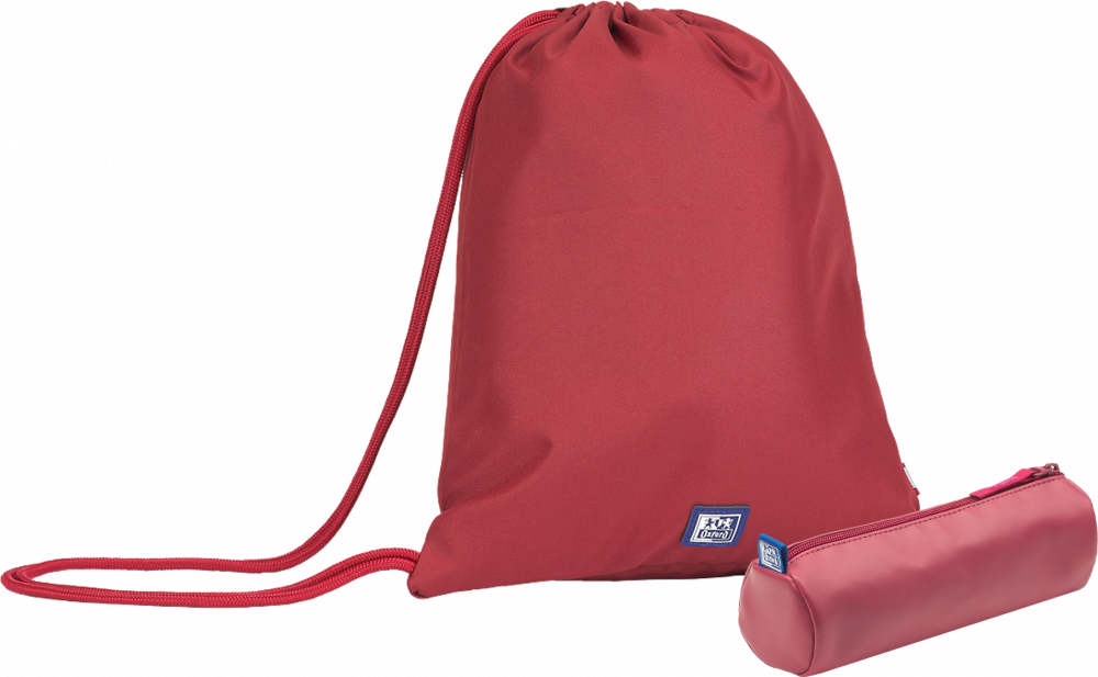 Zestaw: Piórnik tuba Oxford Touch Esse + Worek na buty Oxford School, żurawinowy