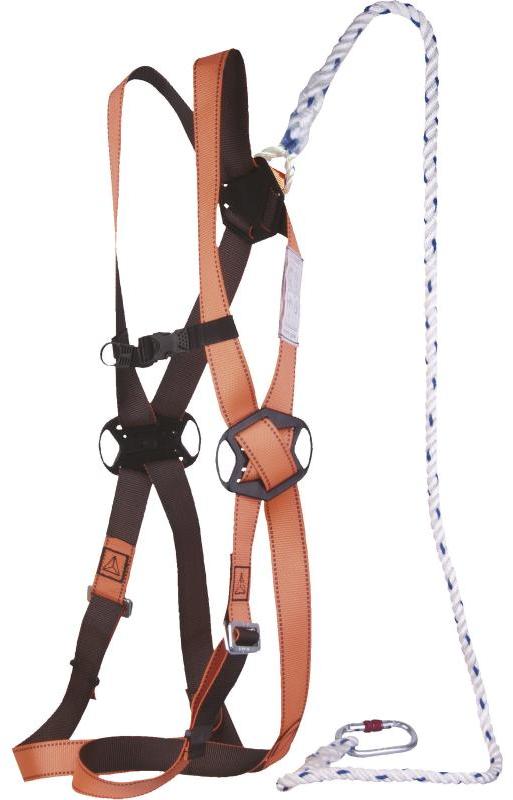 Zestaw bezpieczeństwa Delta Plus ELARA130, szelki+lina 1.5m+zatrzaśnik AM002+torba, rozmiar S/M/L, pomarańczowy