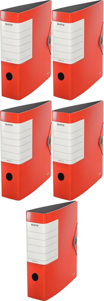 5x Segregator A4 Leitz Solid 180°, 82mm, do 500 kartek, czerwony