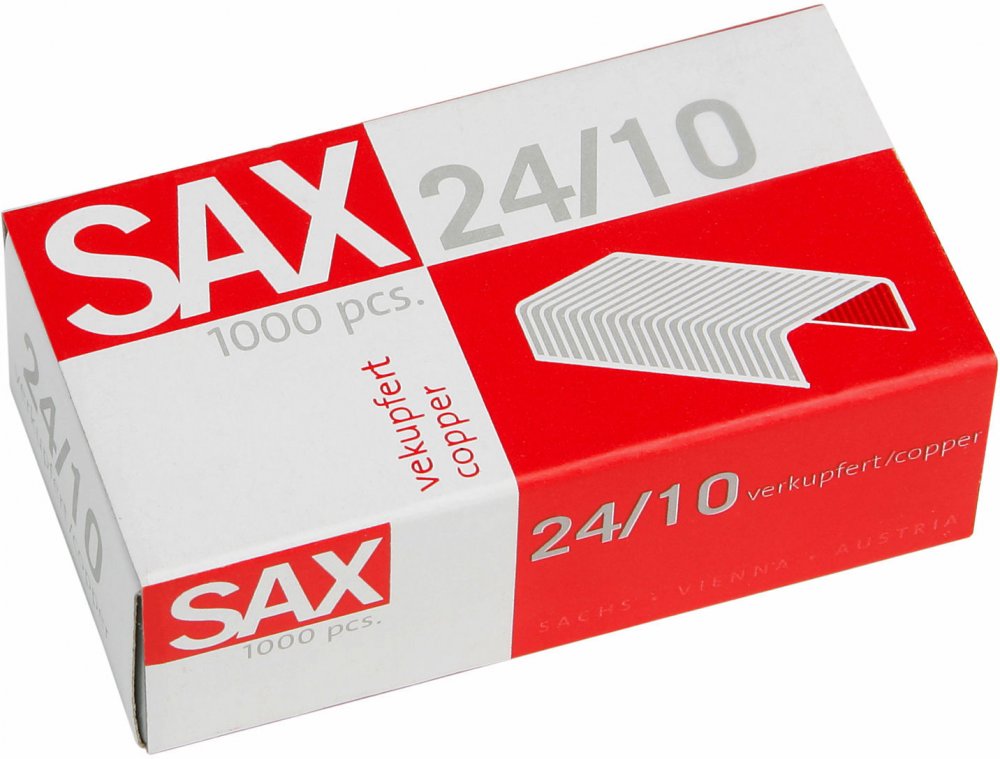 Zszywki miedziane Sax, 24/10, 1000 sztuk, miedziany