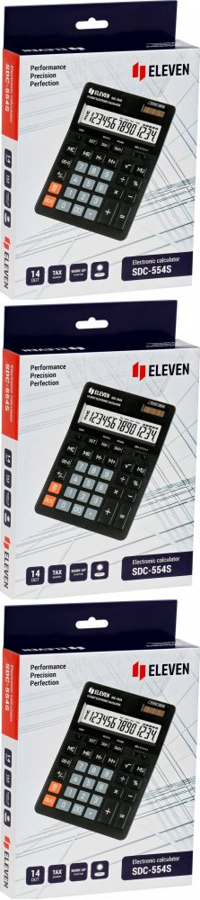 3x Kalkulator Eleven SDC-554S, 14 cyfr, czarny
