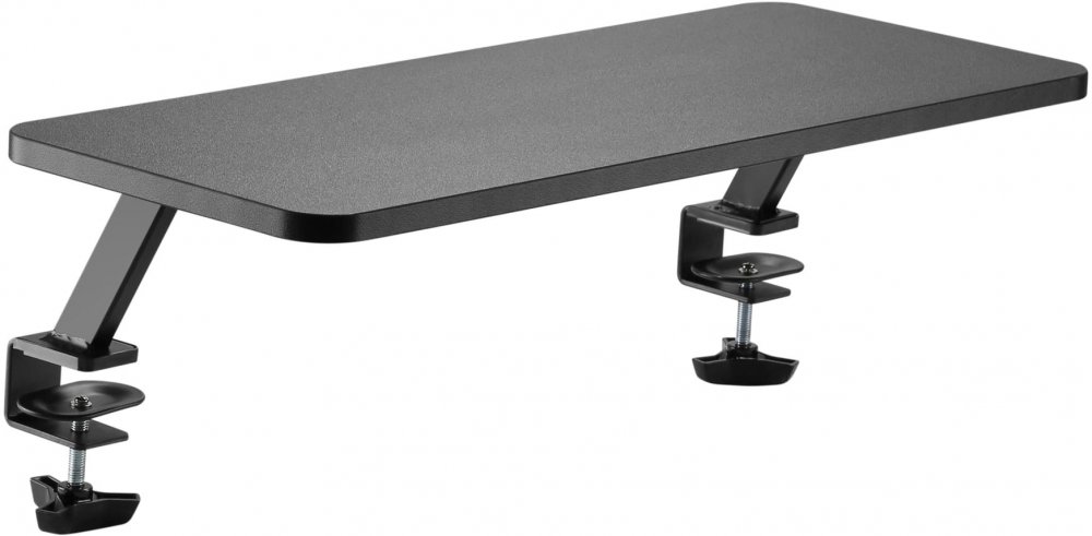 Podstawa pod monitor mocowana do blatu biurka Powerton, metal/płyta mdf, czarny