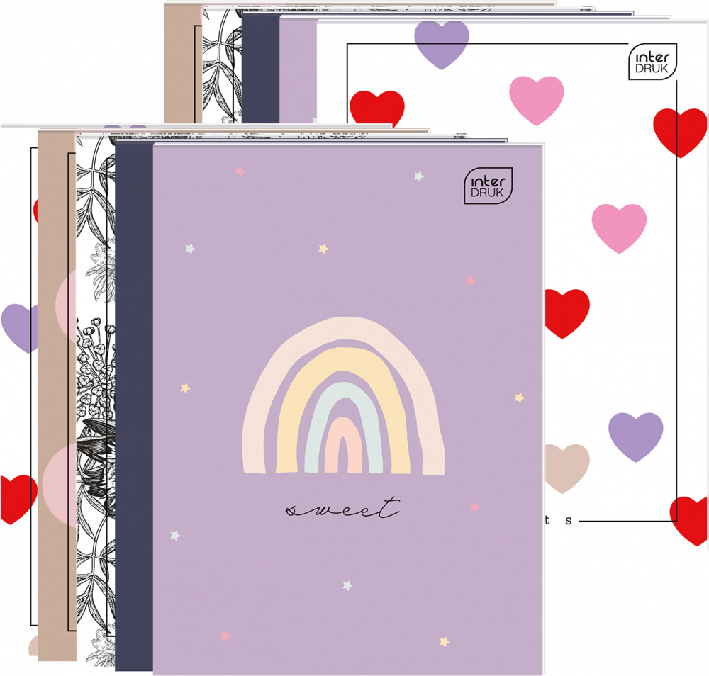 10x Notatnik w kratkę Interdruk, A6, 50 kartek, mix wzorów