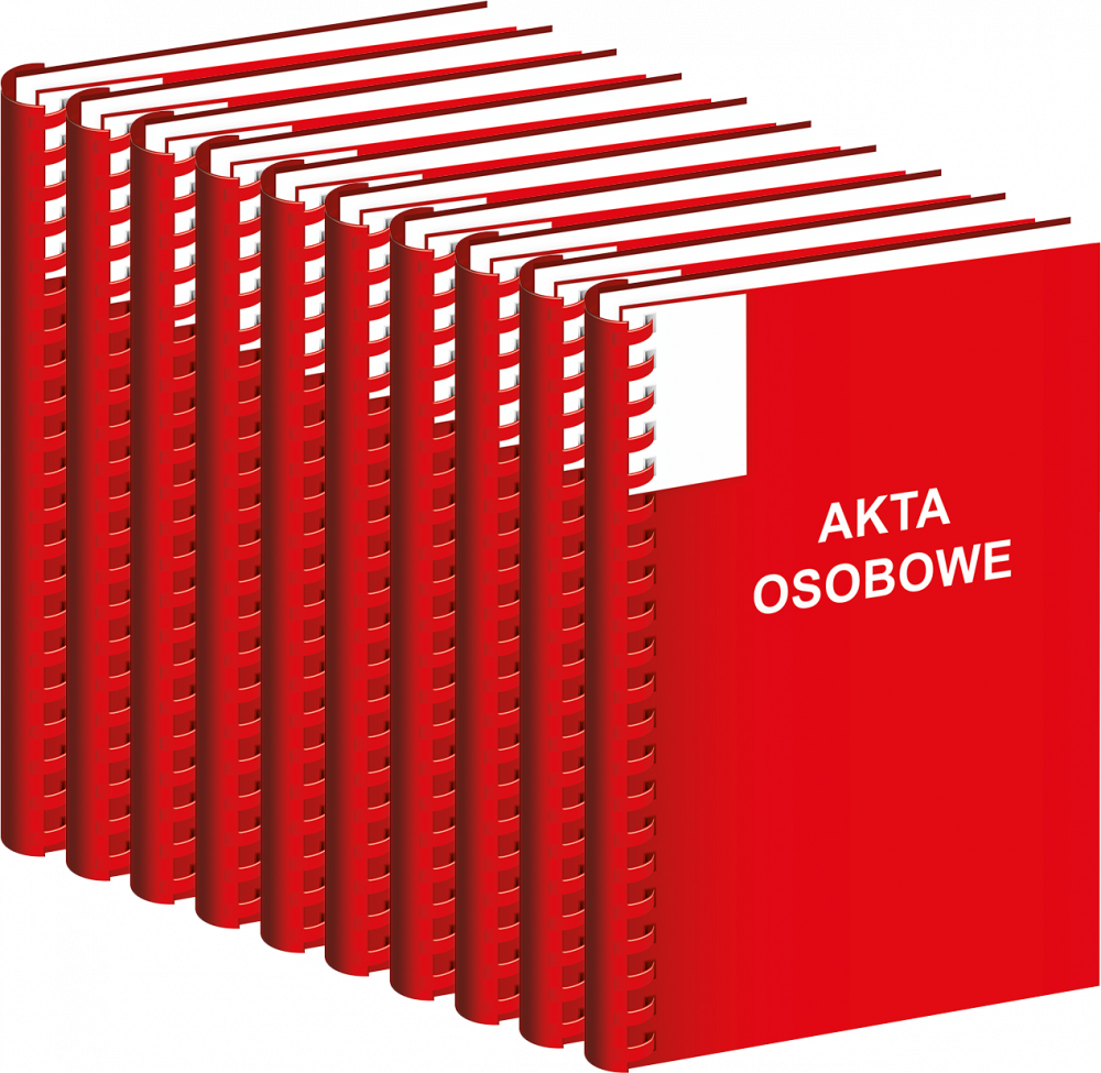 10x Teczka do akt osobowych Interdruk, A4, 350g/m2, czerwony