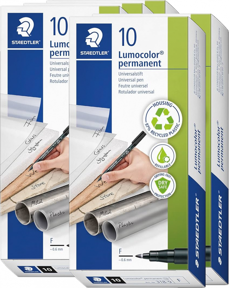 50x Foliopis Staedtler Lumocolor, okrągła, 0.6 mm (F), czarny