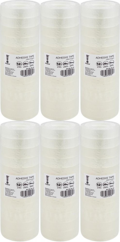 6x Taśma klejąca MemoBe 12mmx20m, 12 sztuk, przezroczysty