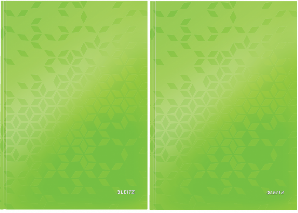 2x brulion w kratkę Leitz Wow, A4, twarda oprawa, 80 kartek, zielony