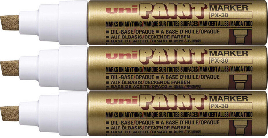 3x Marker olejowy Uni PX-30, ścięta, 8.5mm, złoty