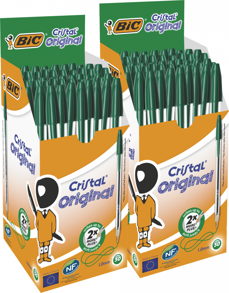 100x Długopis Bic, Cristal, 1mm zielony