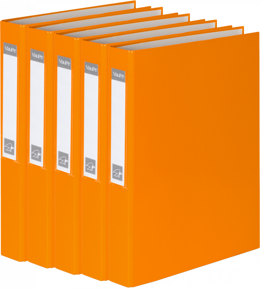 5x Segregator VauPe FCK, A4, szerokość grzbietu 40mm, do 150 kartek, 2 ringi, pomarańczowy
