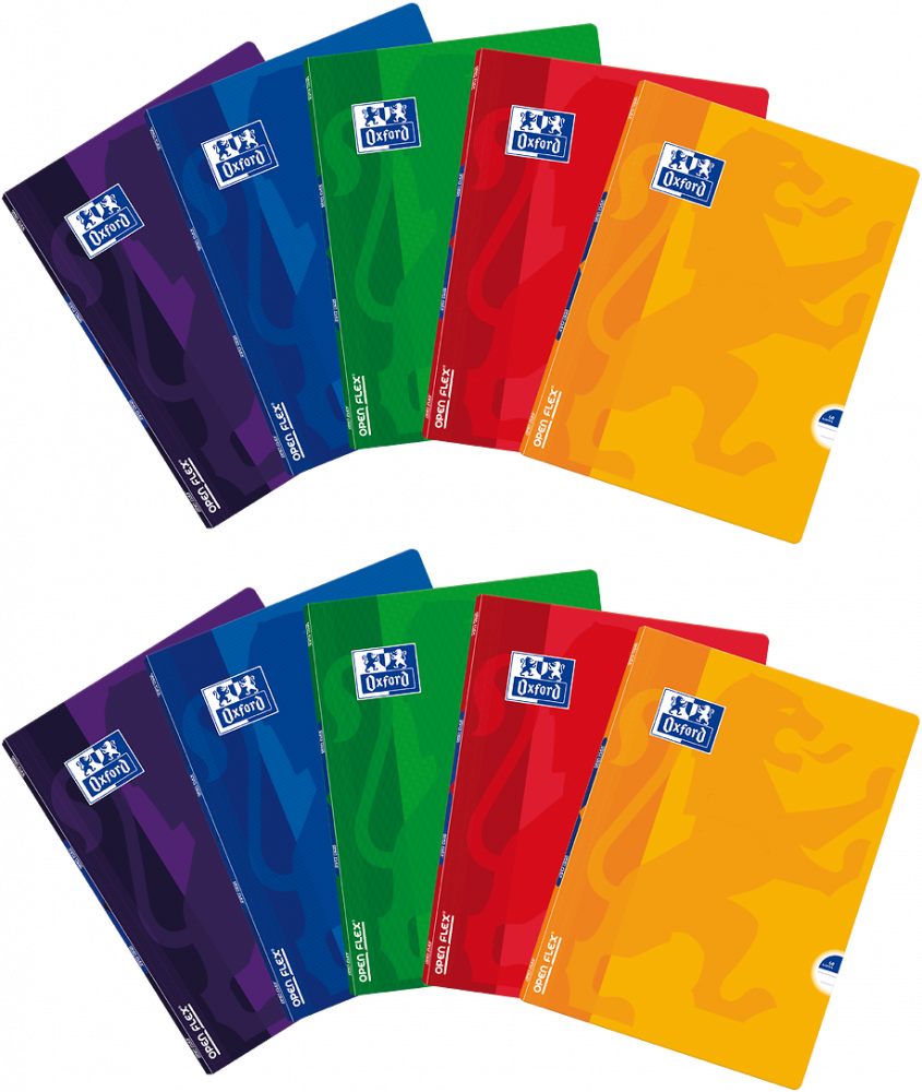 10x Zeszyt w linie Oxford Open Flex, A4, 60 kartek, mix kolorów