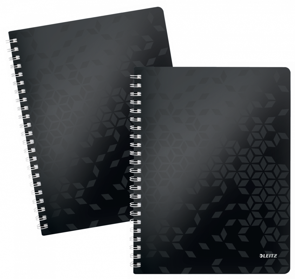 2x Kołonotatnik Leitz Wow, A4, w kratkę, 80 kartek, okładka PP, czarny