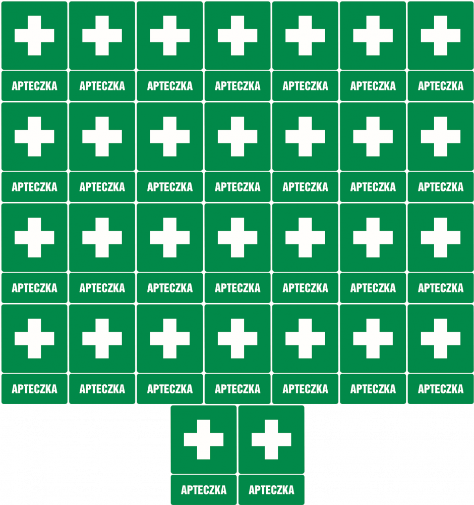 30x Znak informacyjny Anro "Apteczka", płytka PVC, 10x14cm